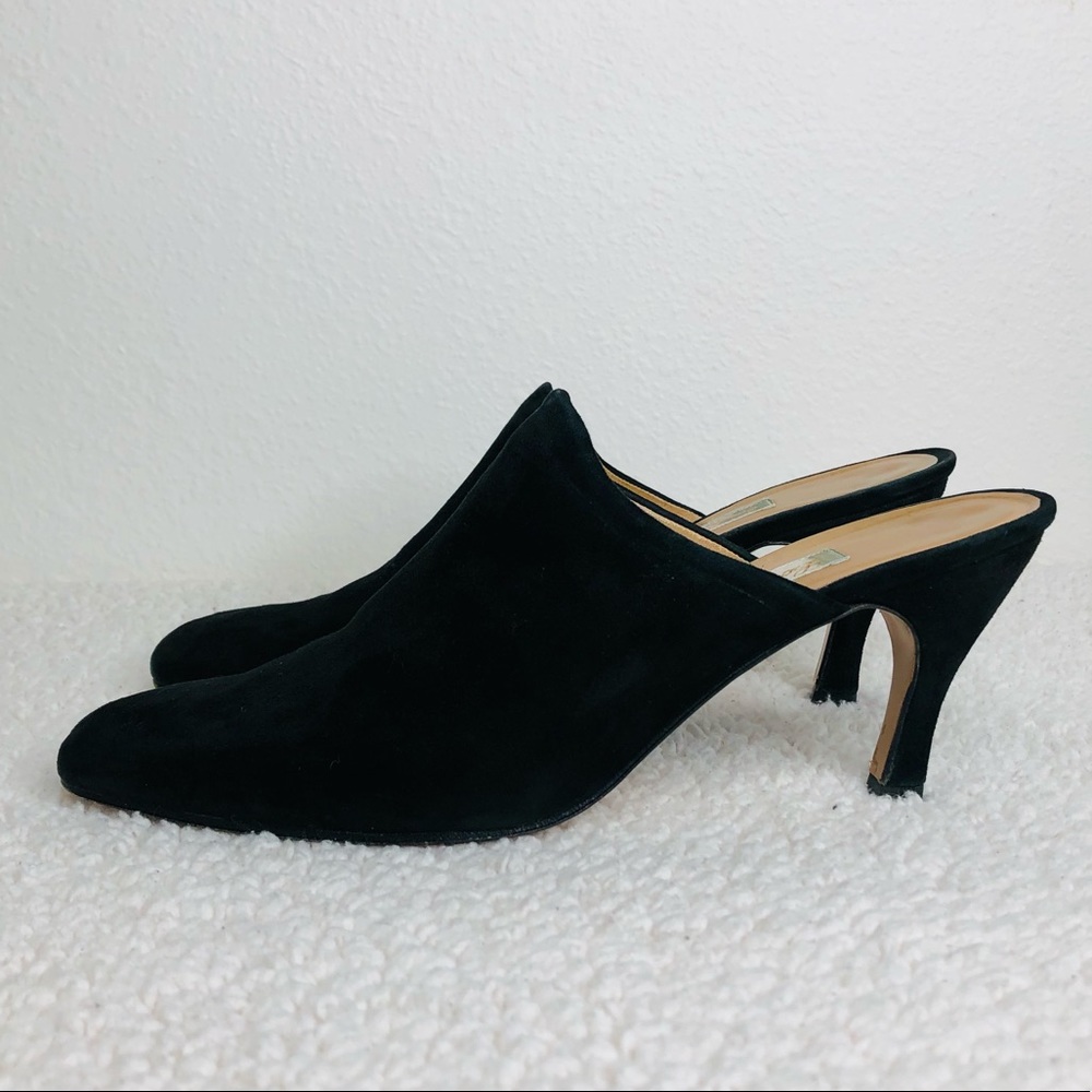 Louis Cros Paris Black Suede Stiletto Mules Women’s Size 4.5